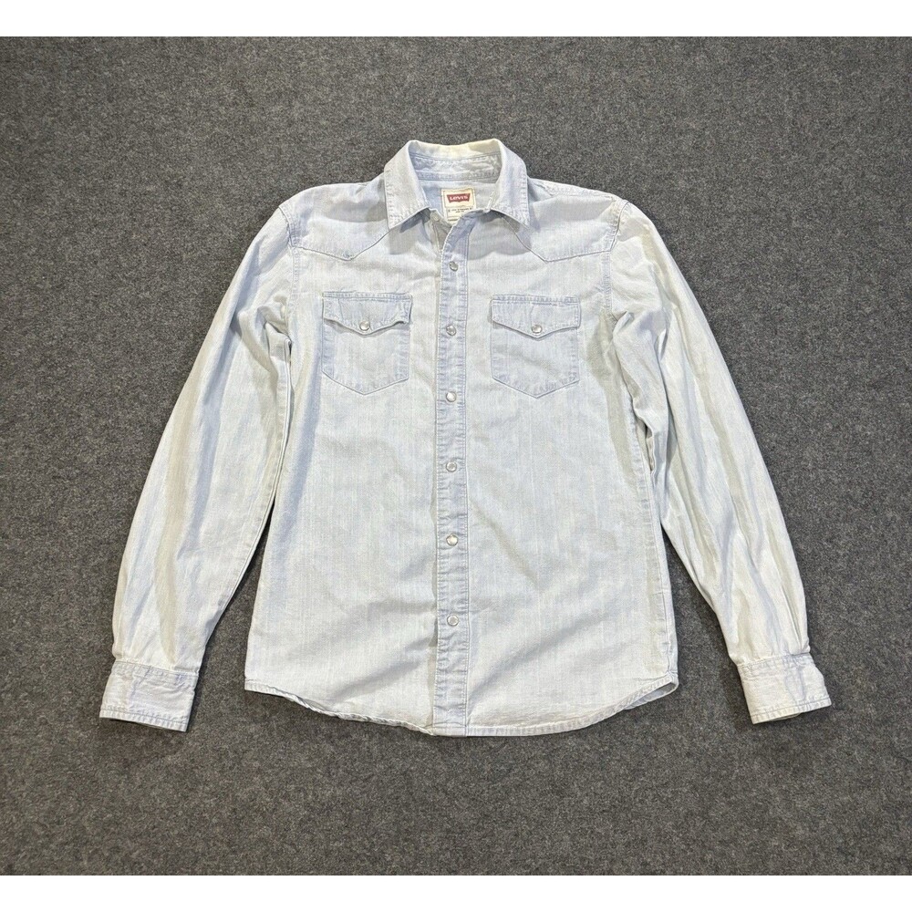 Levi’s Snap Button Shirt Mens Medium Blue Denim Long Sleeve Western